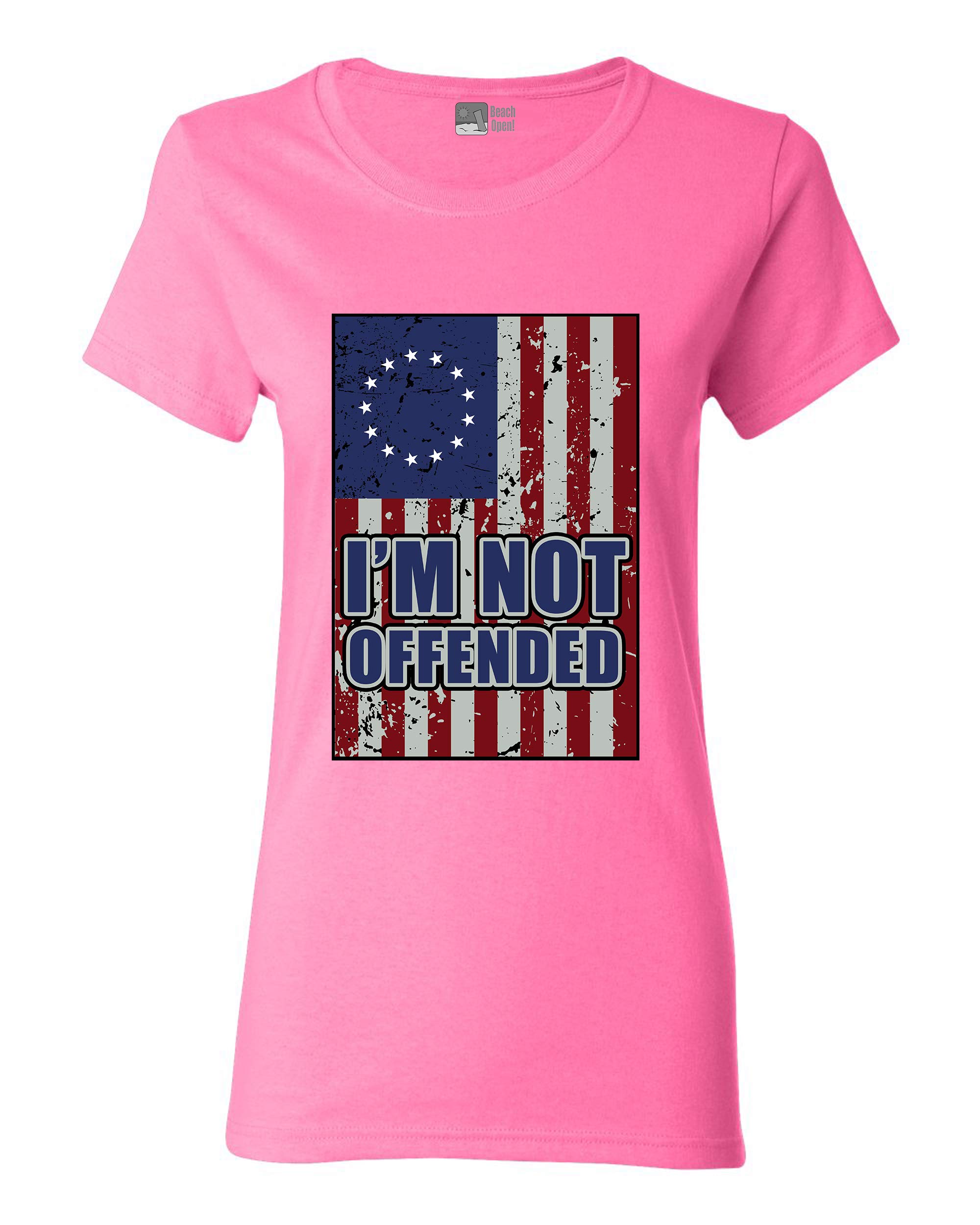 Women's 'I'm Not Offended' Betty Ross American Flag Patriotic T-Shirt - USA Pride Graphic Tee for Casual Wear, Fourth of July & Political Events