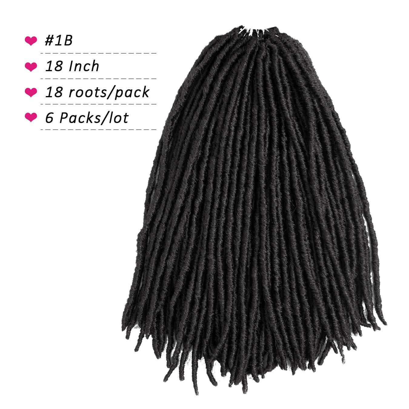 Callia 18 Inch Crochet Dreadlocks Hair - 6 Packs Synthetic Faux Locs Braiding Hair for Black Women (1B Natural Black) | Easy DIY Protective Style for Everyday Wear & Special Occasions