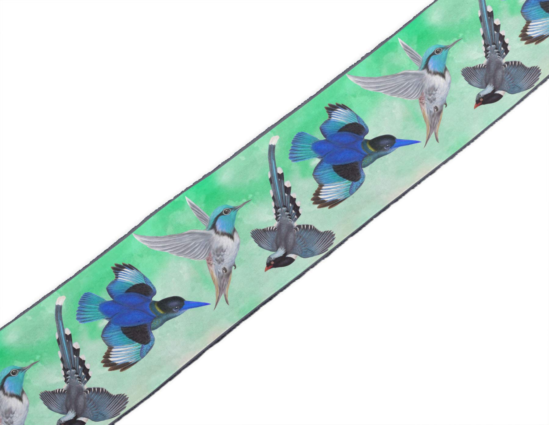 Green Bird & Hummingbird Printed Velvet Trim Fabric - 9 Meter x 4 Inch Sewing Border Ribbon for DIY Crafts, Costumes & Home Decor