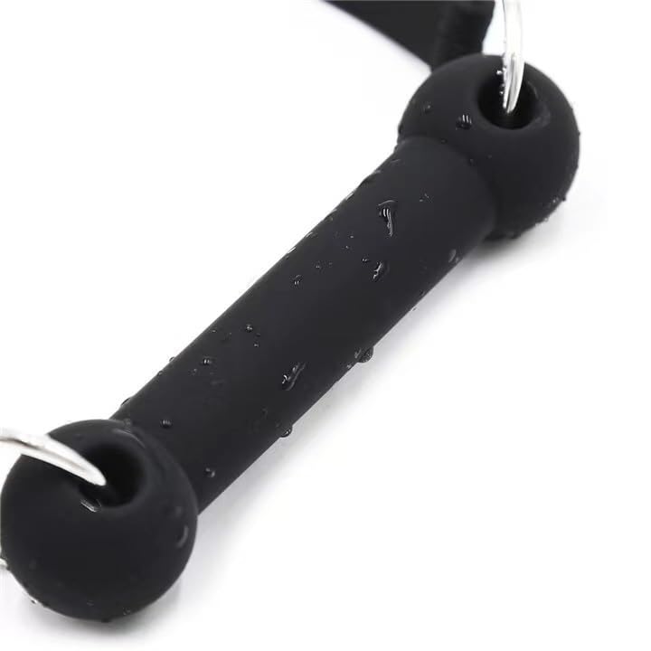 Adjustable Silicone BDSM Gag Muzzle - Open Mouth Bondage Restraint Toy for Couples, Breathable Bite Bar for Adults (Black) - Perfect for Role Play, BDSM Scenes & Spicy Bedroom Fun