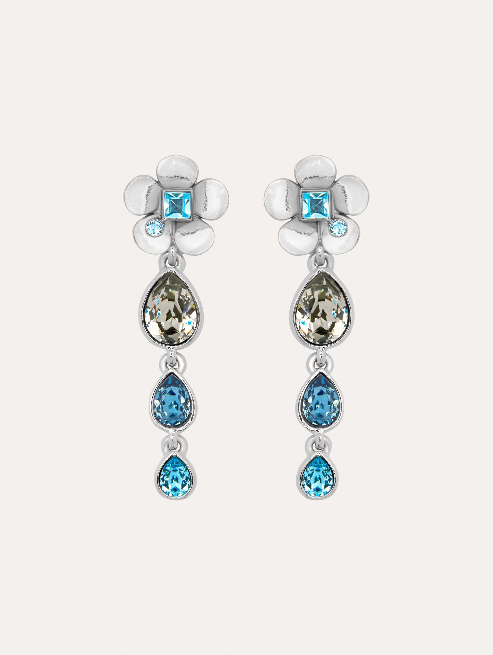 Elegant Flower Teardrop Clip-On Earrings for Women - Hypoallergenic Fashion Jewelry for Parties, Weddings & Special Occasions
