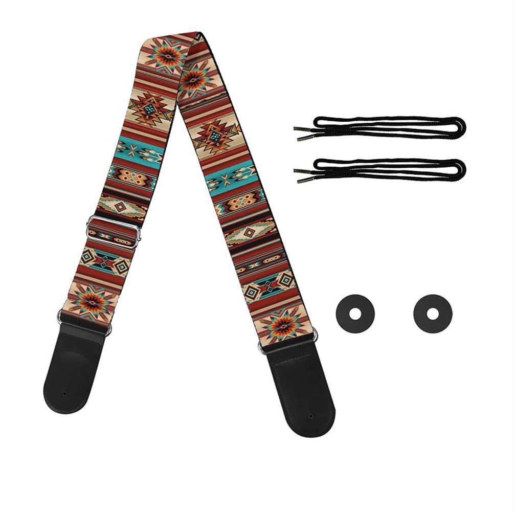 **Daulesho Adjustable Guitar Straps with Strap Locks - Premium Leather Ends & Durable Polyester - Compatible with Bass, Electric & Acoustic Guitars - Perfect for Live Performances, Studio Sessions & Practice**
