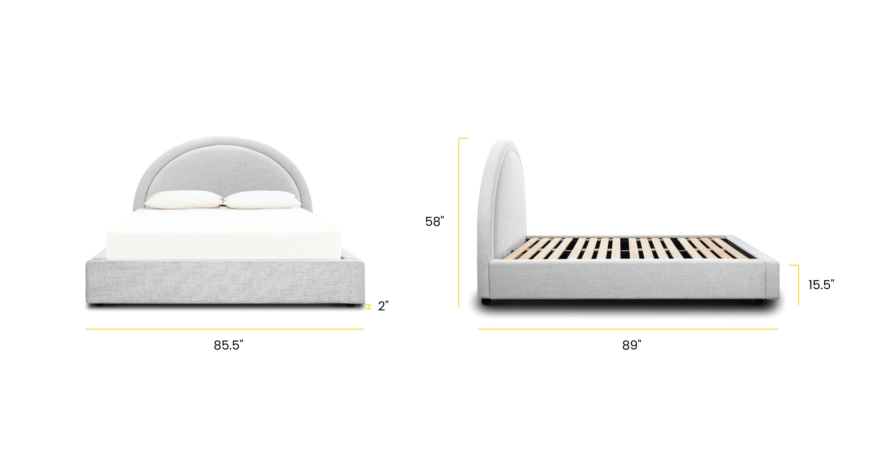 Luna Storage Bed with Underbed Drawers - Queen Size Platform Bed Frame with Hidden Storage for Small Spaces - Perfect for Bedroom, Guest Room, and Apartment Organization