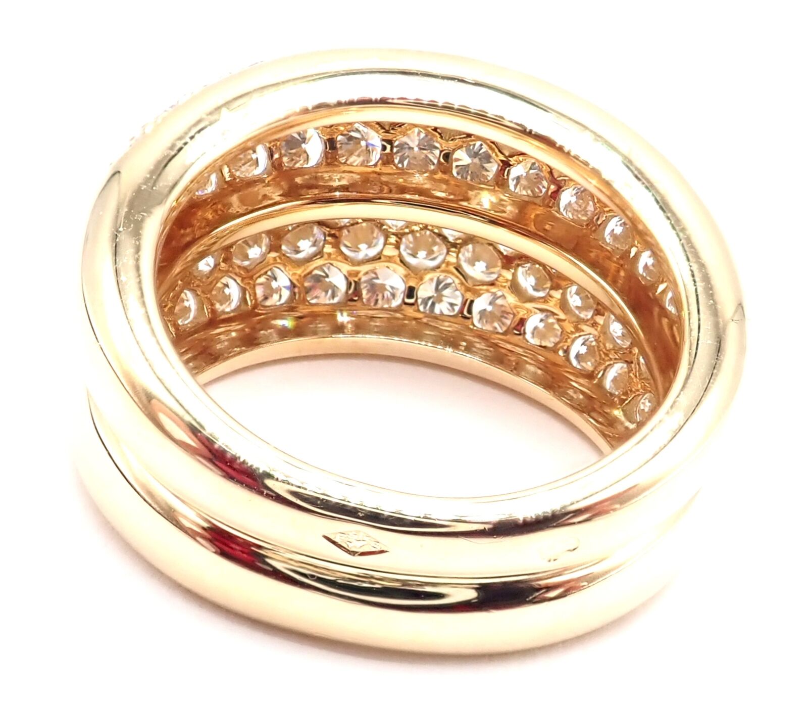 Authentic Cartier 18k Yellow Gold Double Pave Diamond Band Ring 1993 - Vintage Luxury Jewelry for Women, Perfect for Anniversaries, Engagements & Special Occasions