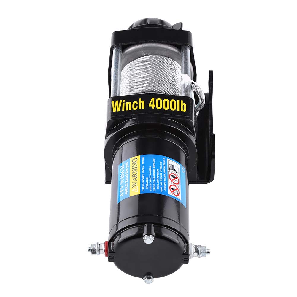 GOTOTOP Heavy Duty Steel Cable Winch - 3-Stage Planetary Gear System, Waterproof & Corrosion Resistant for ATV, Boat, Truck & Off-Road Vehicle Recovery (Max 4500lbs Capacity) - Ideal for Towing, Hauling & Emergency Situations