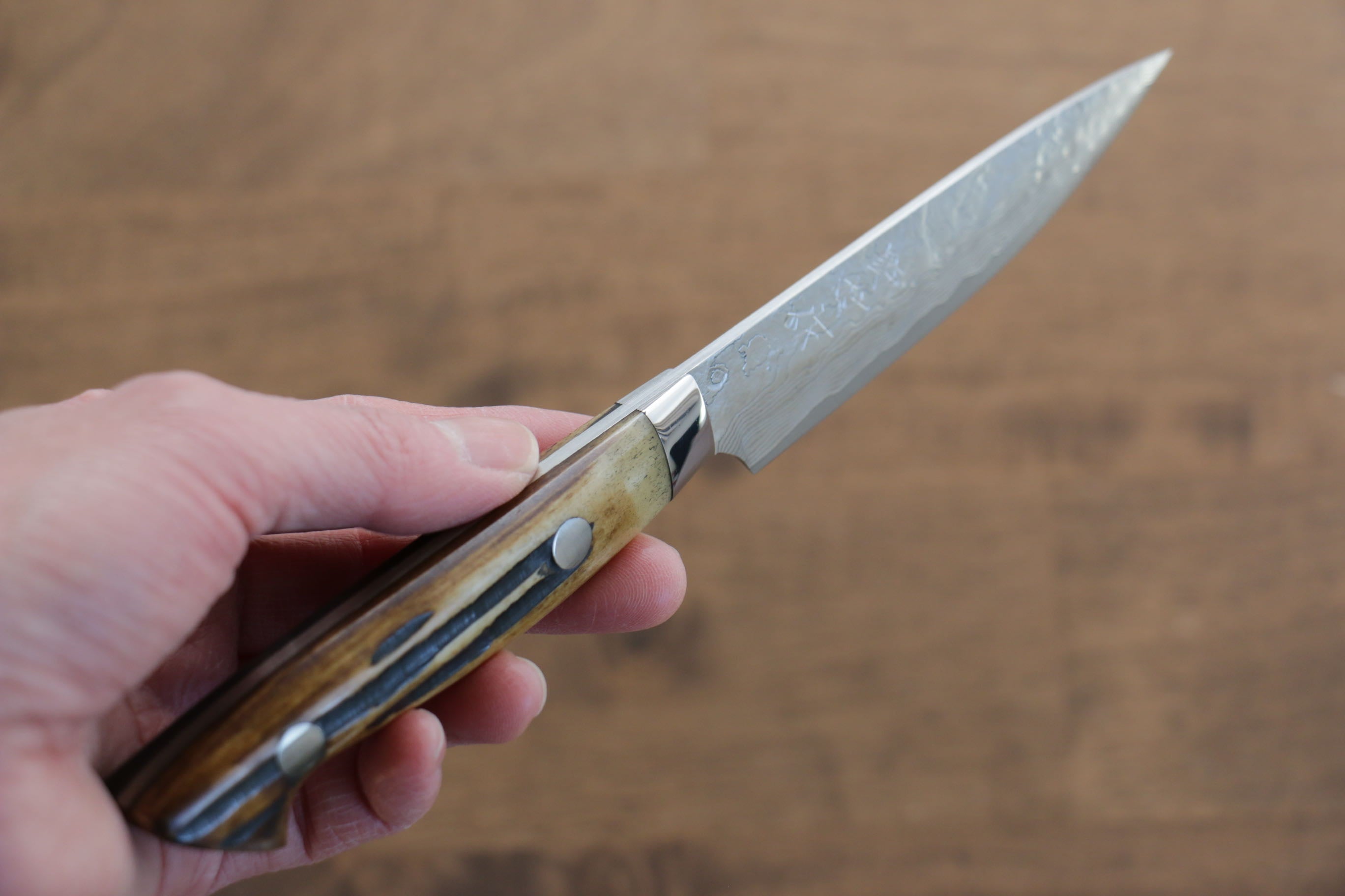 Premium VG10 Damascus Steel Petty Utility Knife 100mm - Japanese Kitchen Knife with Yellow Cow Bone Handle for Slicing, Peeling & Precision Cutting