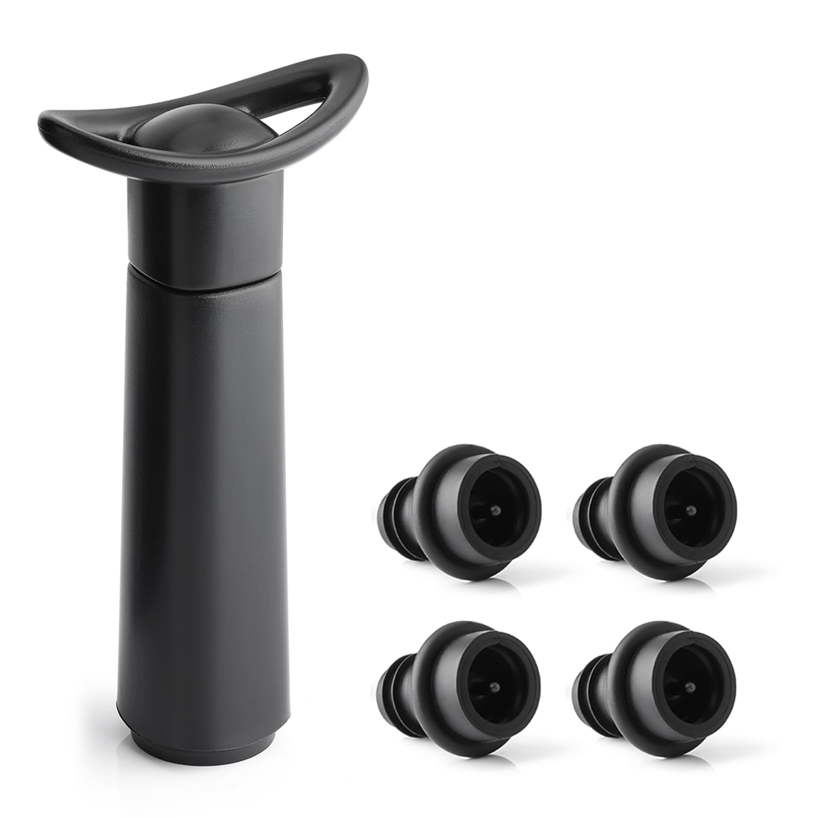 OWO Wine Vacuum Pump with 4 Stoppers - Premium Wine Saver & Preserver Kit | Reusable Air Remover Pump for Fresh Wine Preservation | Perfect for Home Bars, Restaurants & Wine Enthusiasts