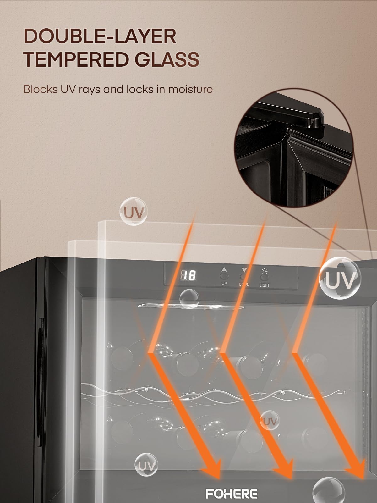 8 Bottle Wine Cooler Refrigerator - Dual Glass Door Wine Fridge with LED Lighting & Digital Temperature Control - Compact Wine Cellar for Home, Office, Bar, Kitchen, Restaurant & Entertainment Spaces