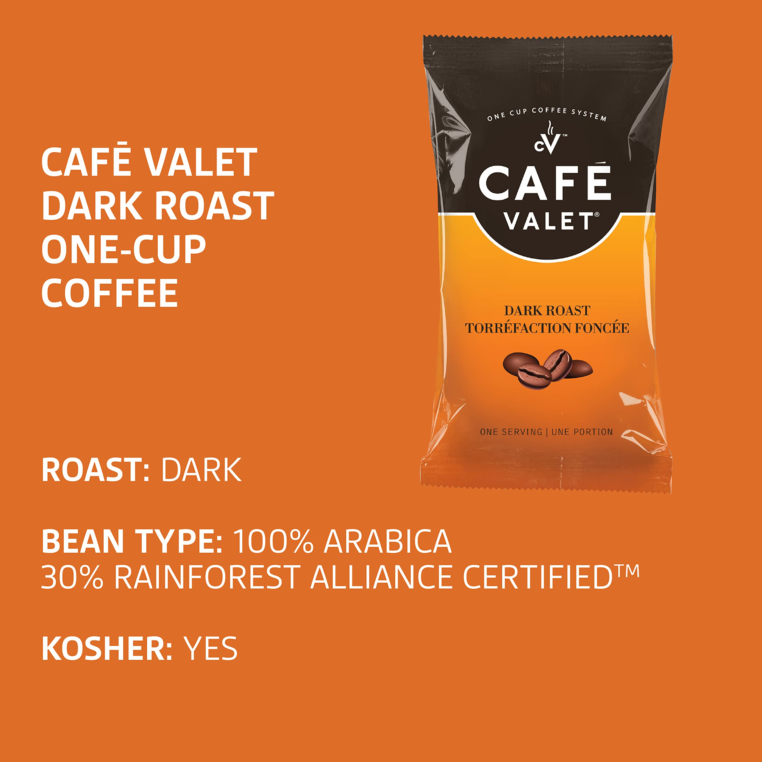 Premium Cafe Valet Single Serve Coffee Pods - 100% Arabica Dark Roast & Decaf, Individually Wrapped (168 Count) - Perfect for Office, Home & Travel Use