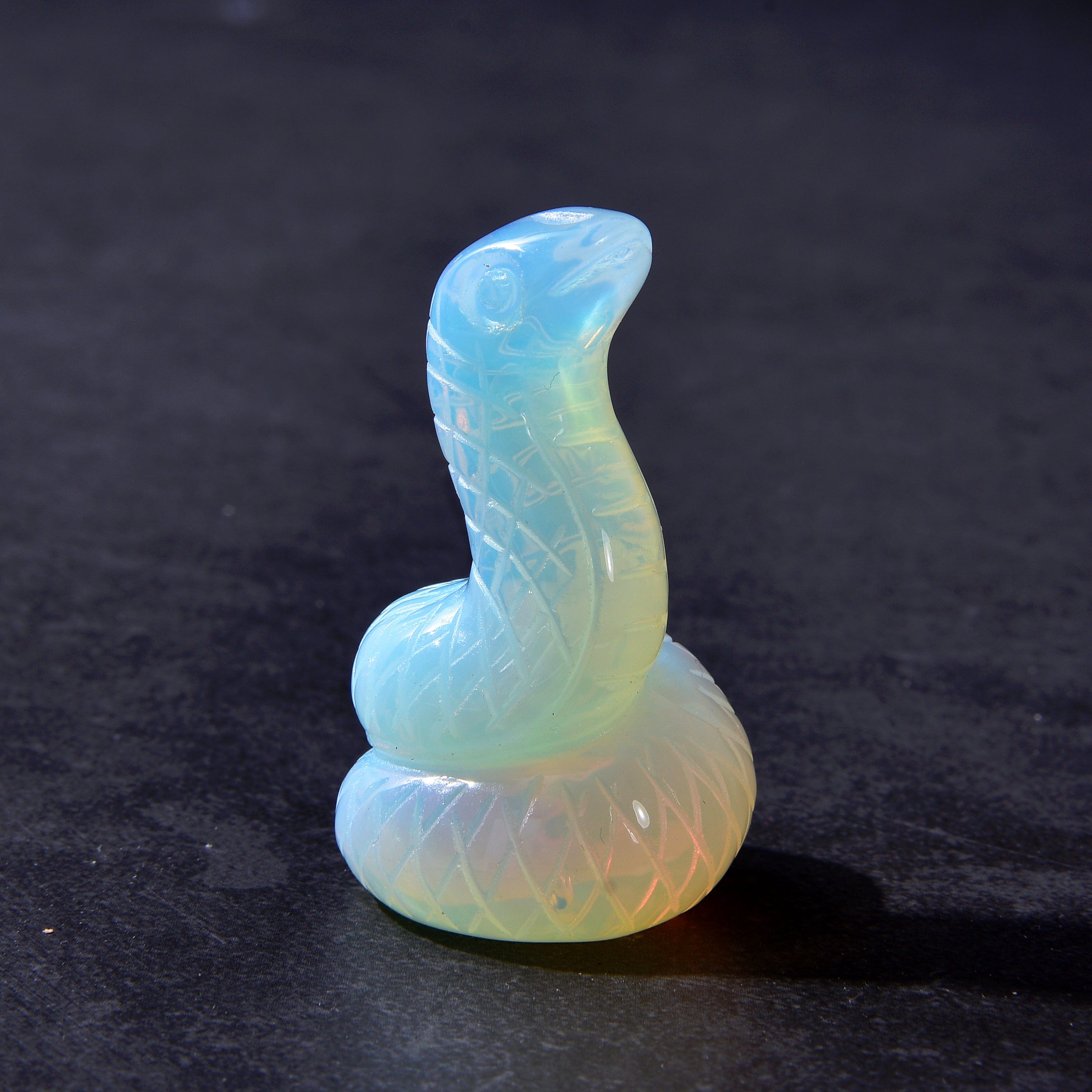 Natural Opalite Moonstone Snake Carving - Handcrafted Gemstone Sculpture for Home Decor, Meditation & Spiritual Healing