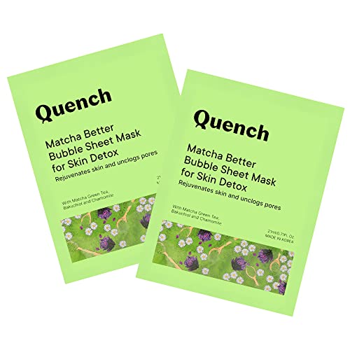 Quench Botanics Matcha Better Bubble Sheet Mask - Skin Detox & Deep Cleansing | Healthy Radiant Glow | Korean Skincare with Rejuvenating Formula (Pack of 2) | Perfect for Spa Nights & Self-Care Routines