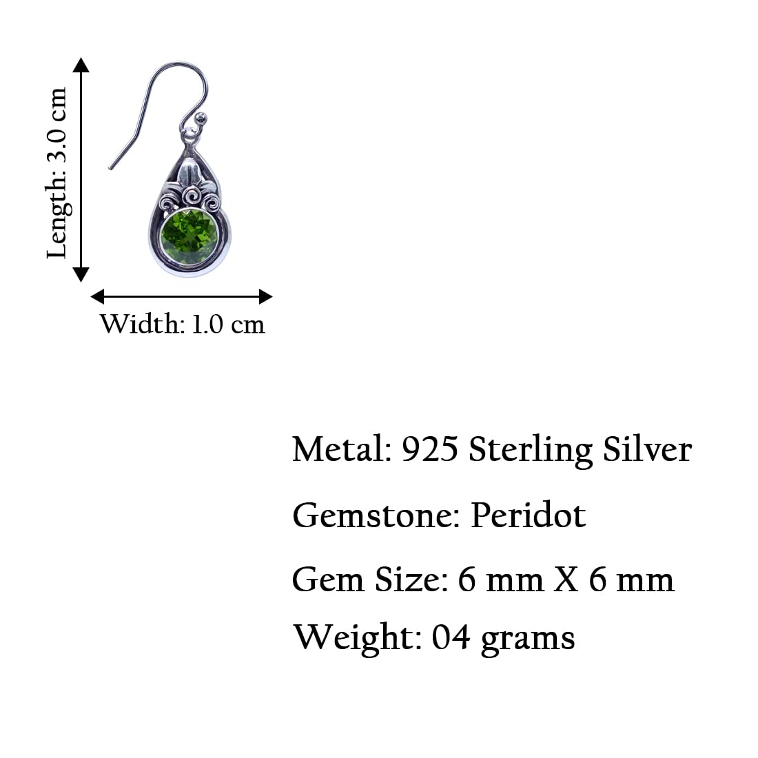Handmade 925 Sterling Silver Peridot Dangle Earrings for Women - August Birthstone Jewelry | Unique Designer Gemstone Earrings for Parties, Weddings & Special Occasions