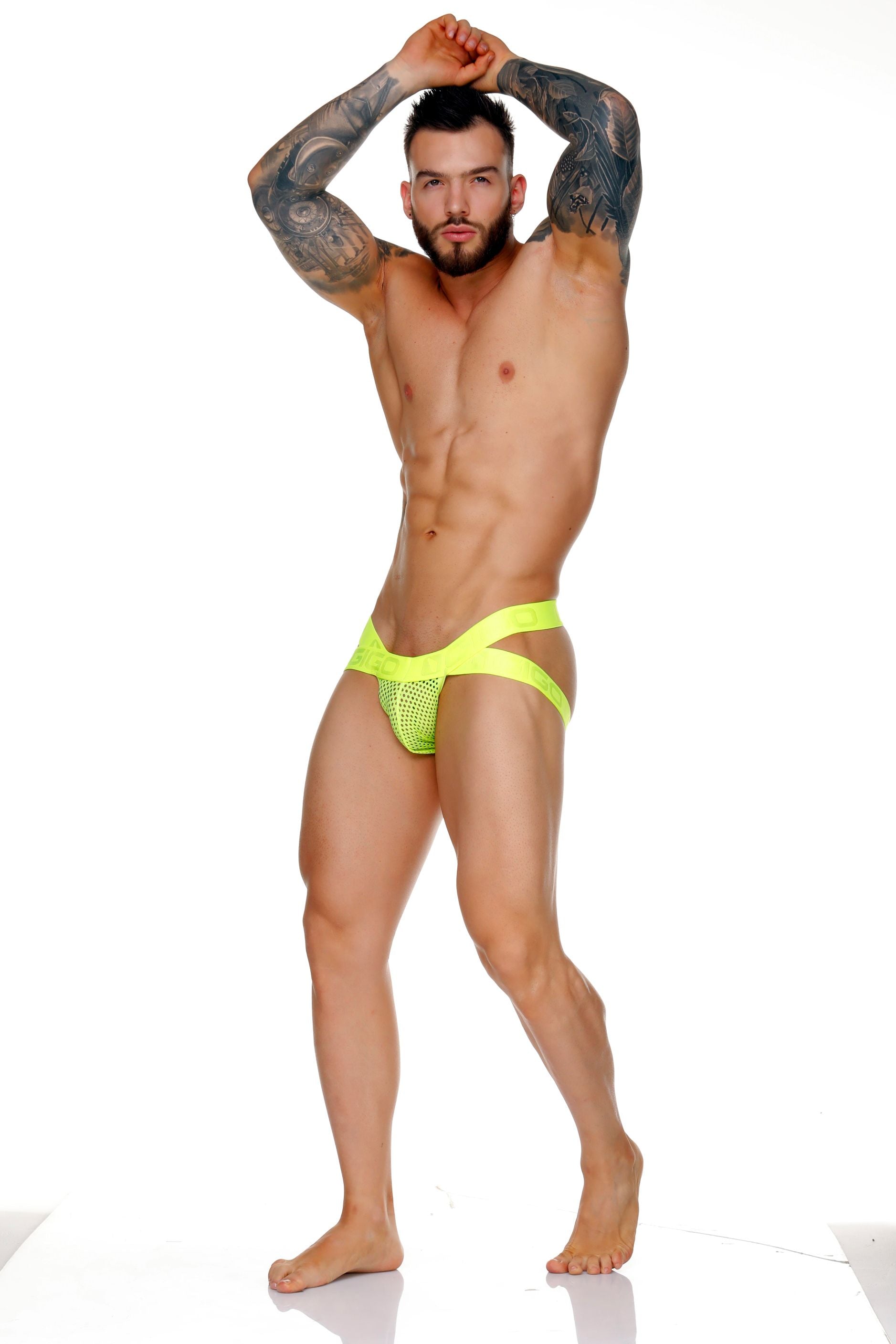 Gigo Morocco Jockstrap - Breathable Mesh Underwear for Men in Neon Yellow | Comfortable Athletic Support for Gym, Running & Sports