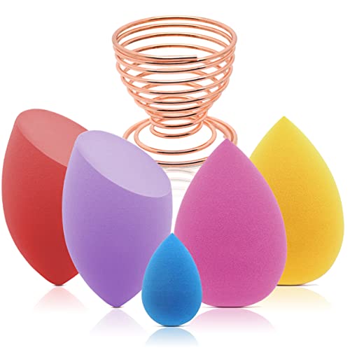 CAFINY 6 Pcs Makeup Sponge Set - Multi-Colored Beauty Blender, Latex-Free Cosmetic Sponges for Flawless Liquid, Cream, Concealer & Powder Application - Perfect for Daily Makeup, Contouring & Professional Use
