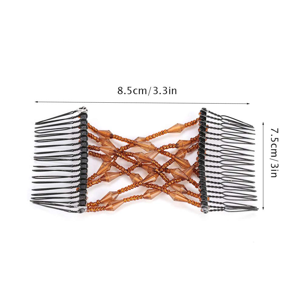 Women's Magic Stretchable Hair Clips with Beads - Elastic Double Hair Clips for Hairstyling, Ponytails & Braids - Perfect for Daily Use, Parties & Weddings