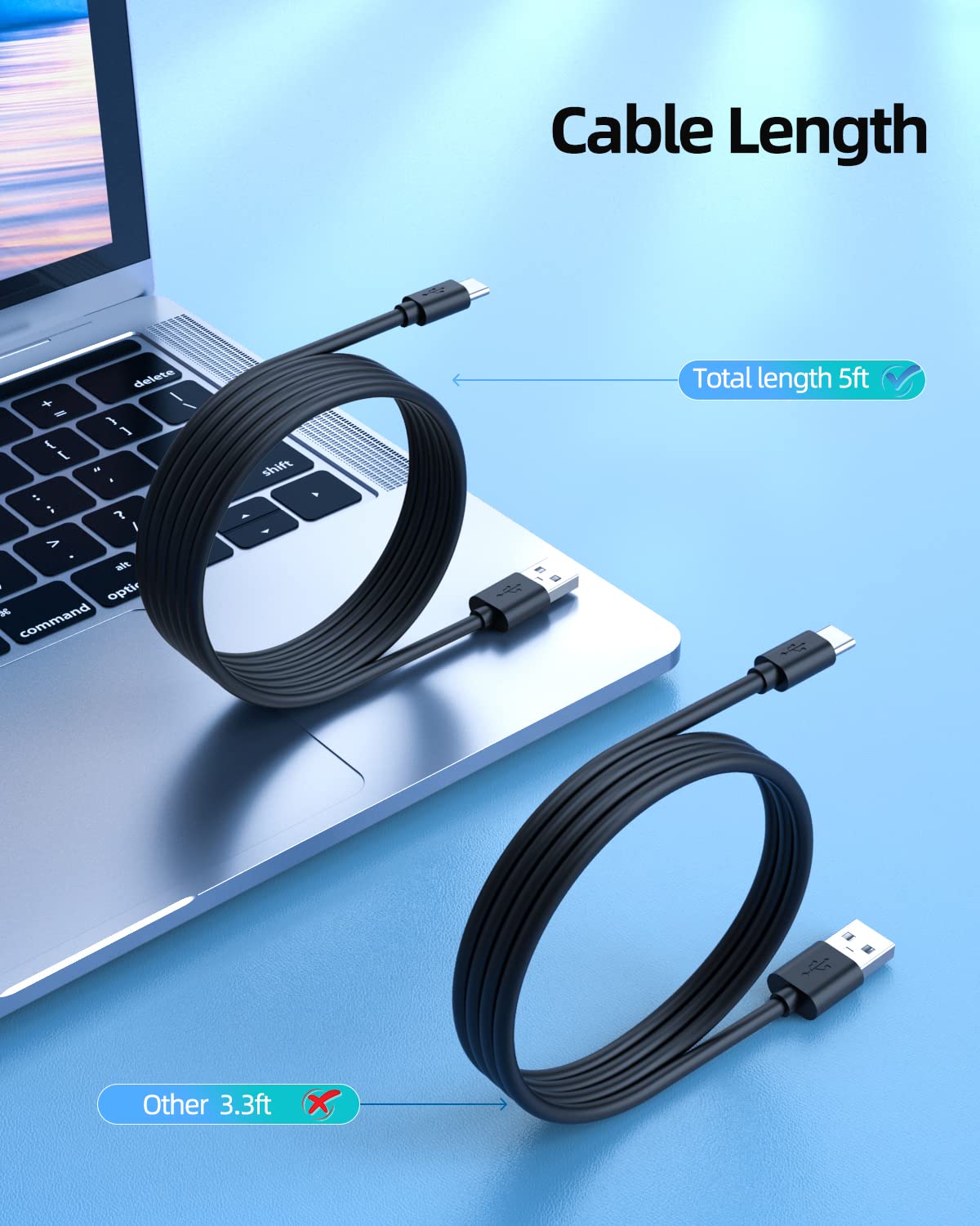 5Ft USB C Cable for Beats Headphones - Fast Charging Cord Compatible with Beats Flex, Studio Buds+, Fit Pro, Studio Pro - Perfect for Travel, Workout & Daily Use