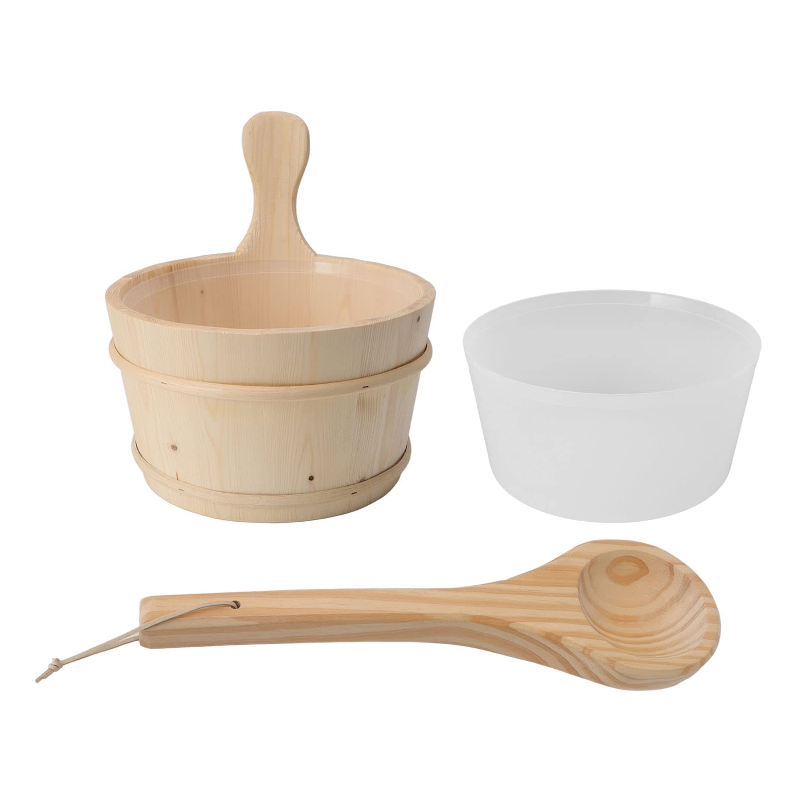 Qcwwy Wooden Sauna Bucket Set, 4L - Handcrafted Wood Sauna Accessory with Plastic Insert for Spa, Swimming Pool - Perfect for Relaxation & Wellness Retreats