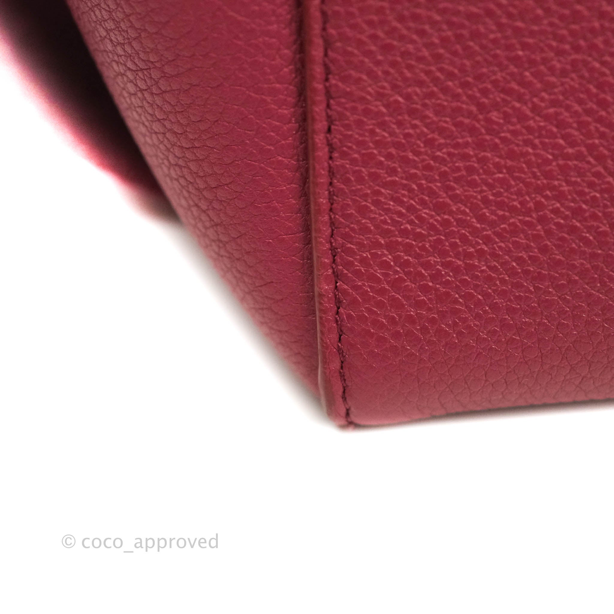 Celine Sangle Bucket Bag in Dark Pink Grained Calfskin with Gold Hardware - Stylish Women's Shoulder Bag for Work, Travel & Everyday Use