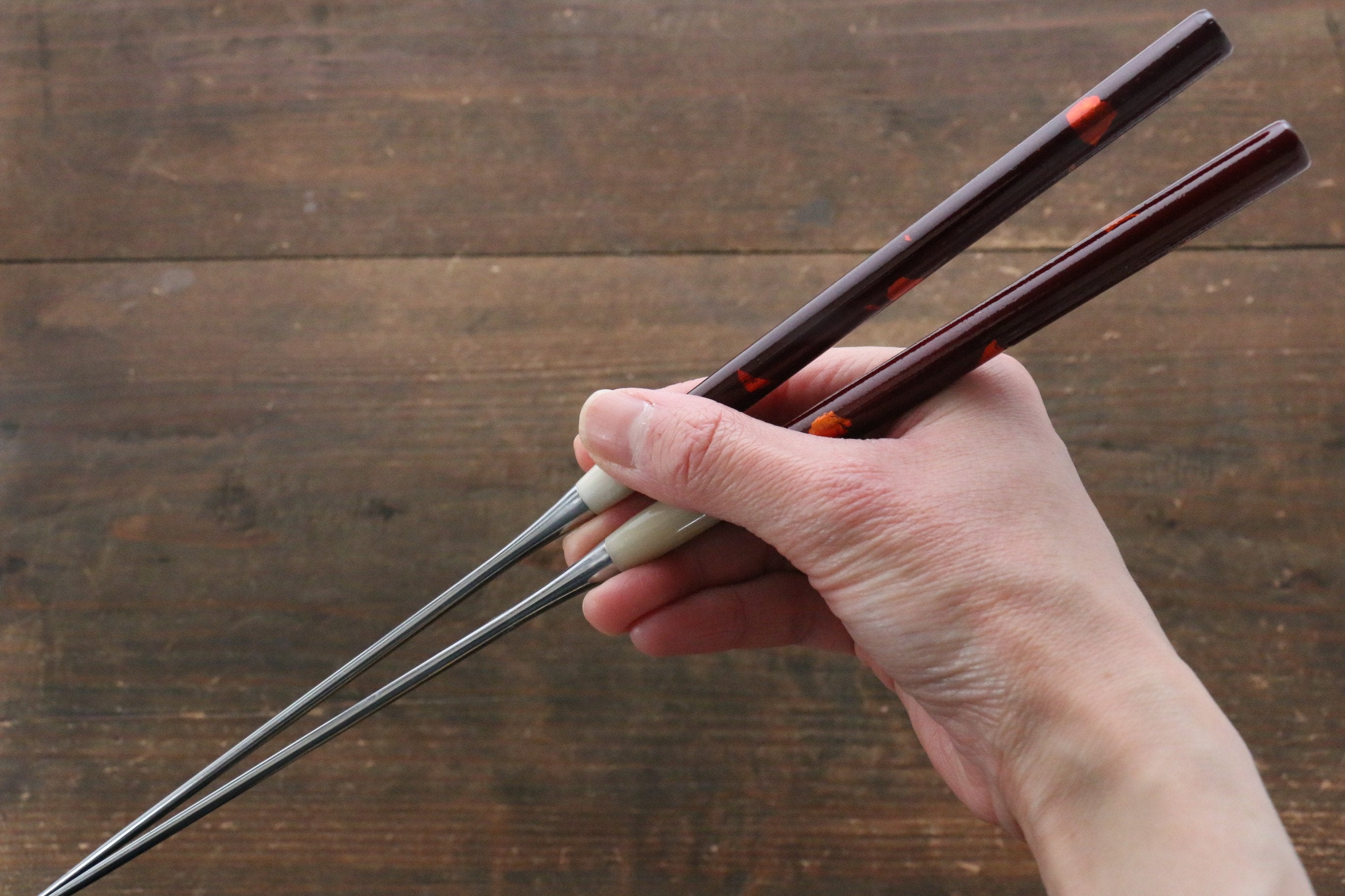 Premium Moribashi Japanese Cooking Chopsticks - 165mm Red Wooden Chopsticks for Sushi, Stir Fry & Asian Cuisine - Ideal for Home Chefs & Professional Kitchens