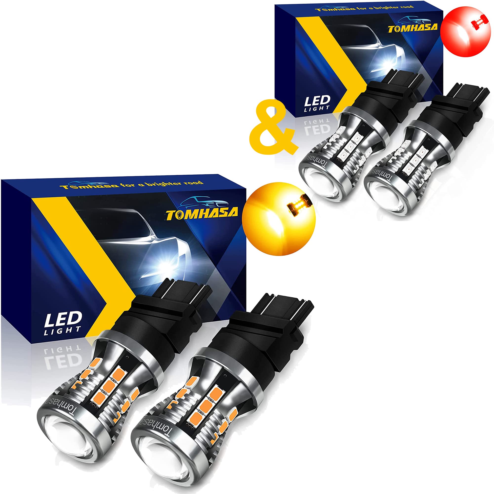 3157 LED Bulbs - Super Bright 6000K White 3056 3156 3057 4157 Replacement Bulbs for Backup Reverse Lights, Turn Signals & Brake Lights (Amber/Red) - Perfect for Trucks, SUVs & Cars Night Driving Safety