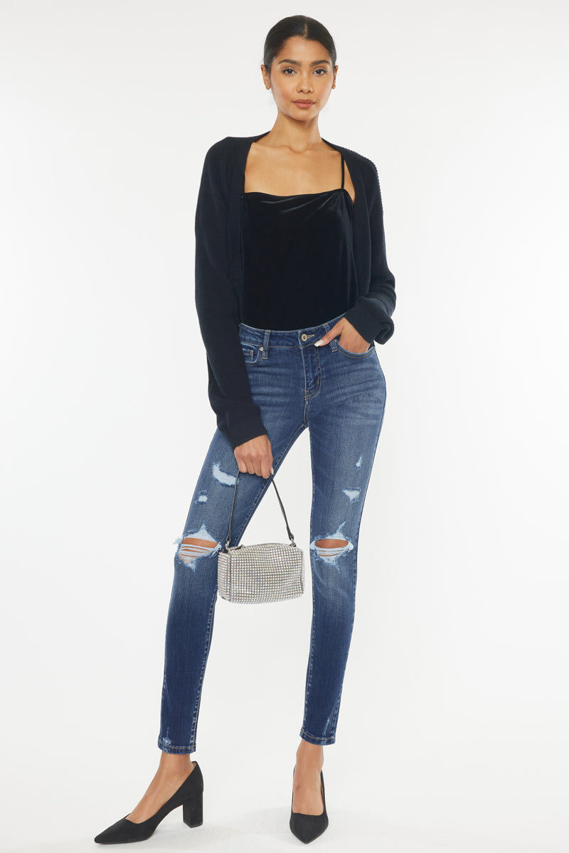 Twyla Mid Rise Super Skinny Jeans for Women - Stretch Denim Pants, Slim Fit High Waisted Jeans for Casual Wear & Night Out