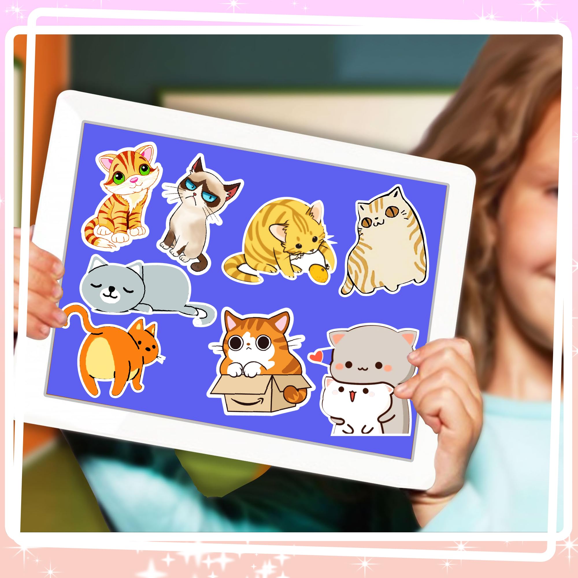 100 Pcs Funny Cat Meme Vinyl Stickers - Waterproof Cute Cat Decals for Laptops, Water Bottles & DIY Crafts - Perfect for Teens & Adults