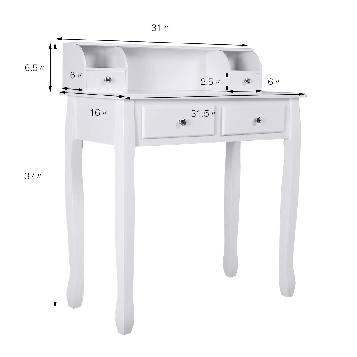 GOFLAME Writing Desk with 4 Drawers & Detachable Organizer - Large Storage Computer Desk for Home Office, Study Room & Small Spaces (White) - Perfect for Remote Work, Online Classes & Crafting Projects