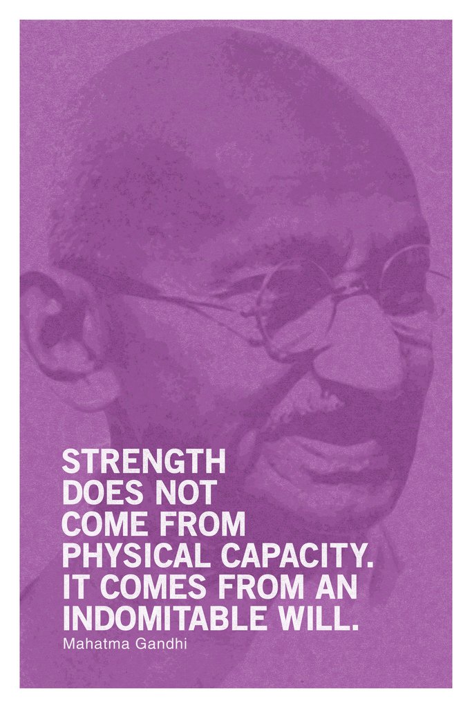 Mahatma Gandhi Inspirational Wall Art Print - Strength Comes From Perseverance & Determination - Motivational Poster for Office, Home & Classroom Decor (12x18 Inches)