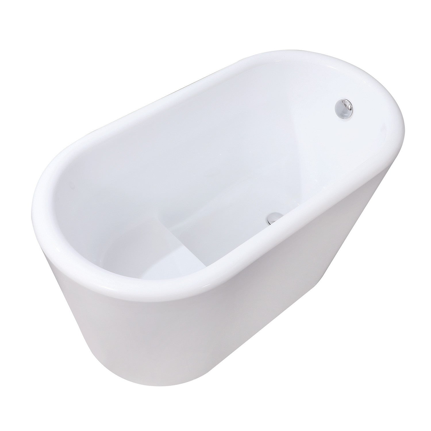 Aqua Eden 51 Inch Acrylic Oval Freestanding Bathtub - Double Ended Soaking Tub with Drain & Built-in Seat, Glossy White - Perfect for Luxury Bathroom & Spa Relaxation