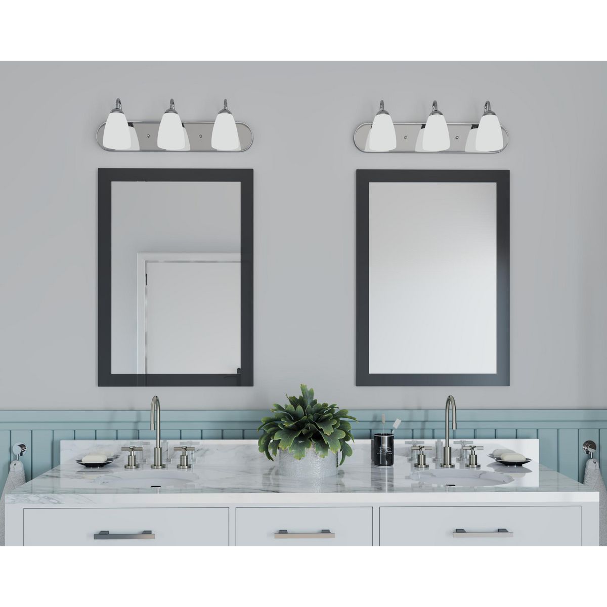 Gather Collection 3-Light Etched Glass Bathroom Vanity Light Fixture – Perfect for Bathroom, Powder Room, and Dressing Area Lighting
