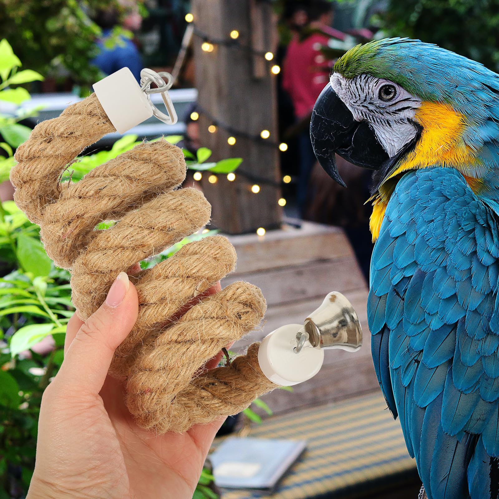 Parrot Swing & Chew Toys - 1m Jute Rope Perch for Parakeets - Climbing & Play