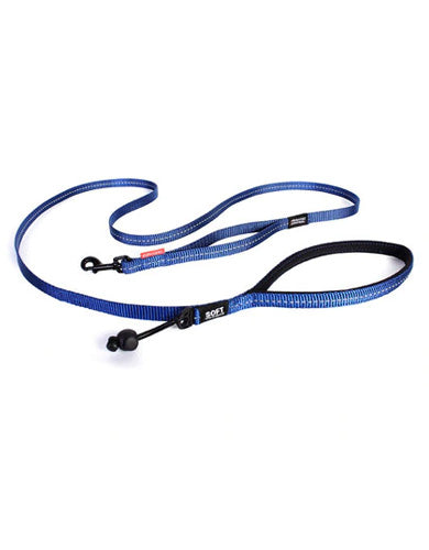EzyDog Soft Trainer Leash Lite with Traffic Control - Blue Reflective Dog Leash for Training, Walking & Running | Perfect for Nighttime Safety & Outdoor Adventures
