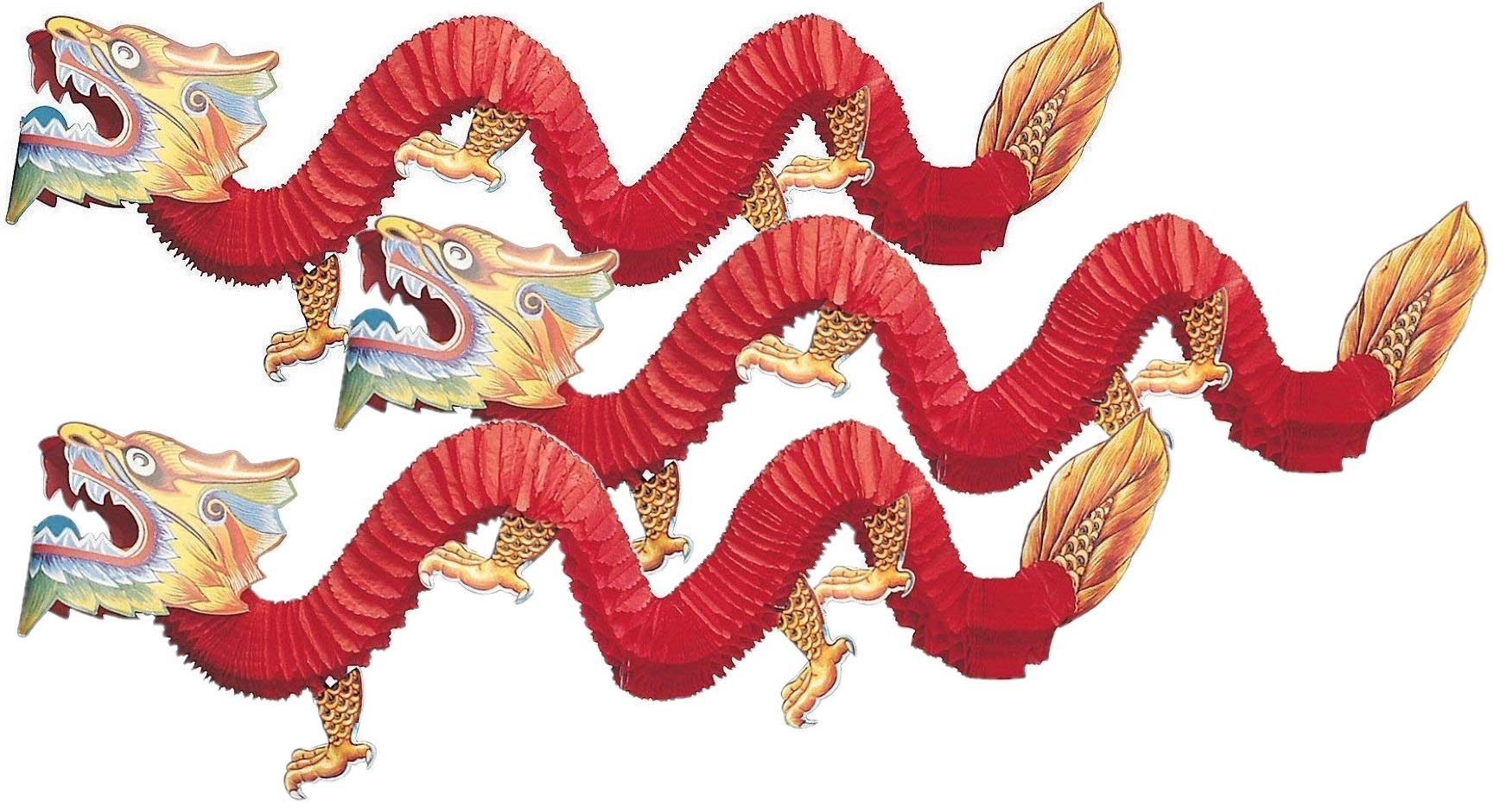 Chinese New Year Paper Dragon Decorations - Set of 3 | Traditional Festival Party Decor | Perfect for Lunar Celebrations, Classroom Activities & Cultural Events