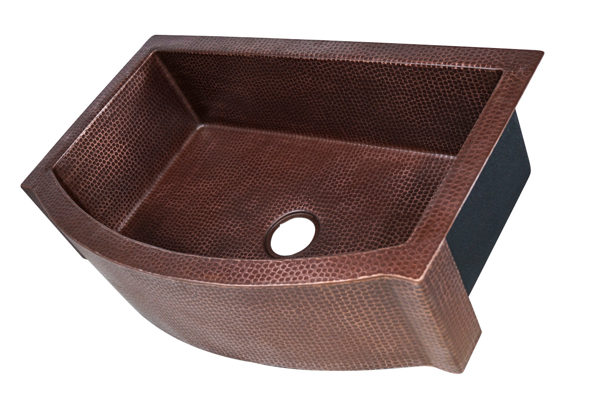 Flat Edge Rounded Front Copper Farmhouse Sink - Vintage Style Kitchen Sink for Rustic & Modern Homes | Perfect for Farmhouse, Cottage & Country Style Kitchens