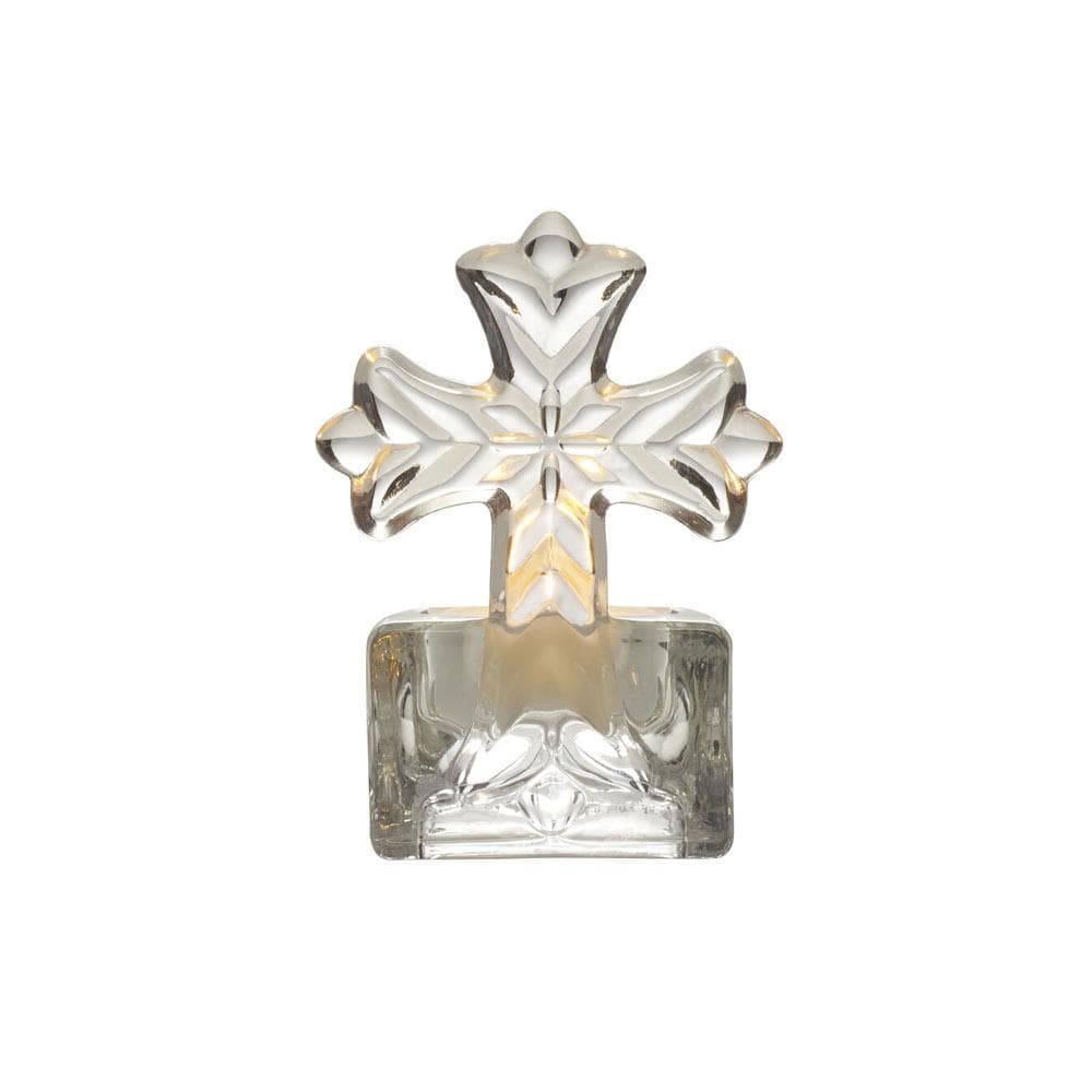 Rejoice Cross Tealight Candle Holder with Votive - 3.75 Inch Religious Home Decor for Church, Wedding, Christmas & Prayer Altar