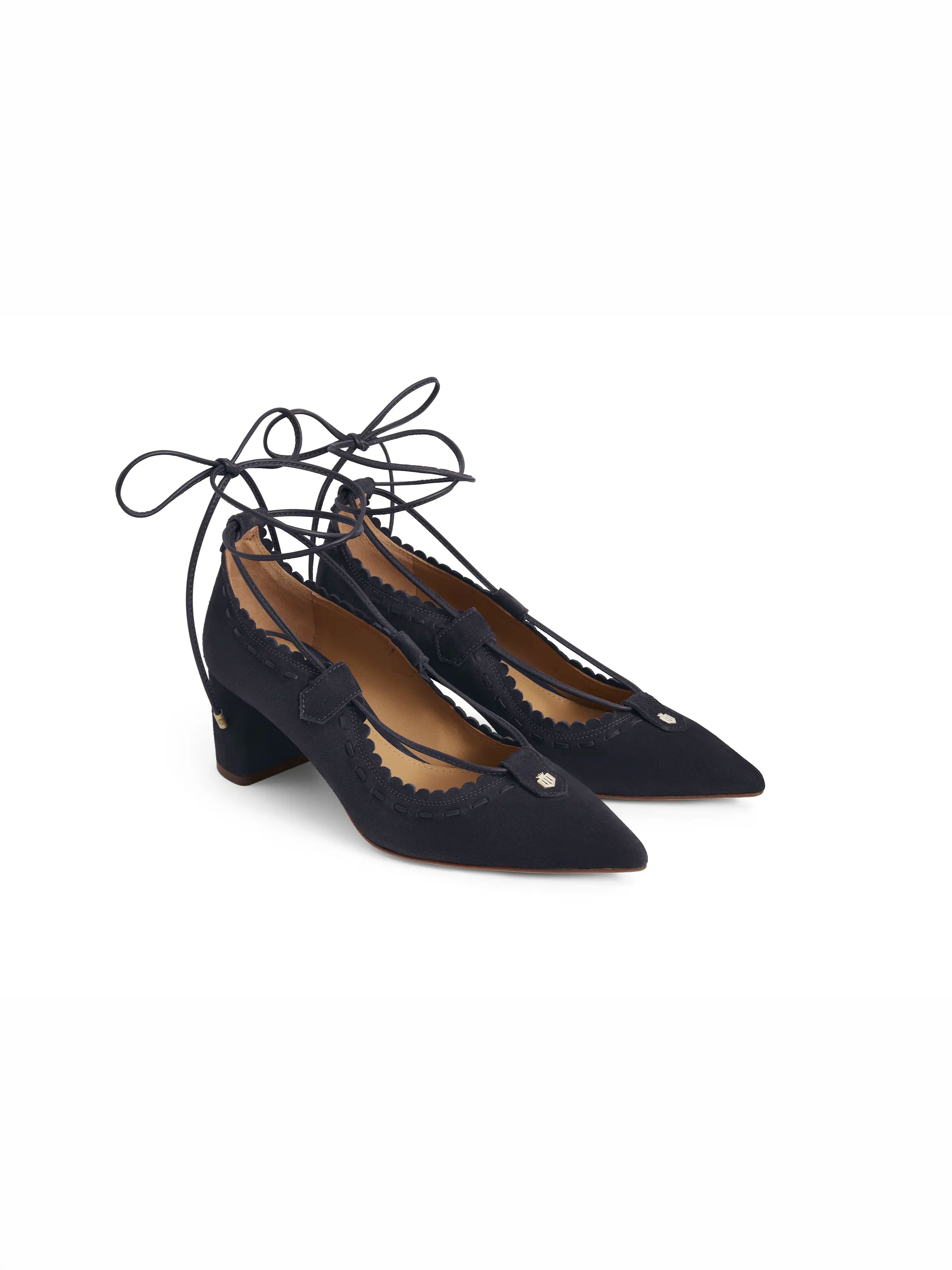 Pembridge Women's Navy Blue Mid Heel Pumps - Comfortable Office Work Shoes for Professional Women