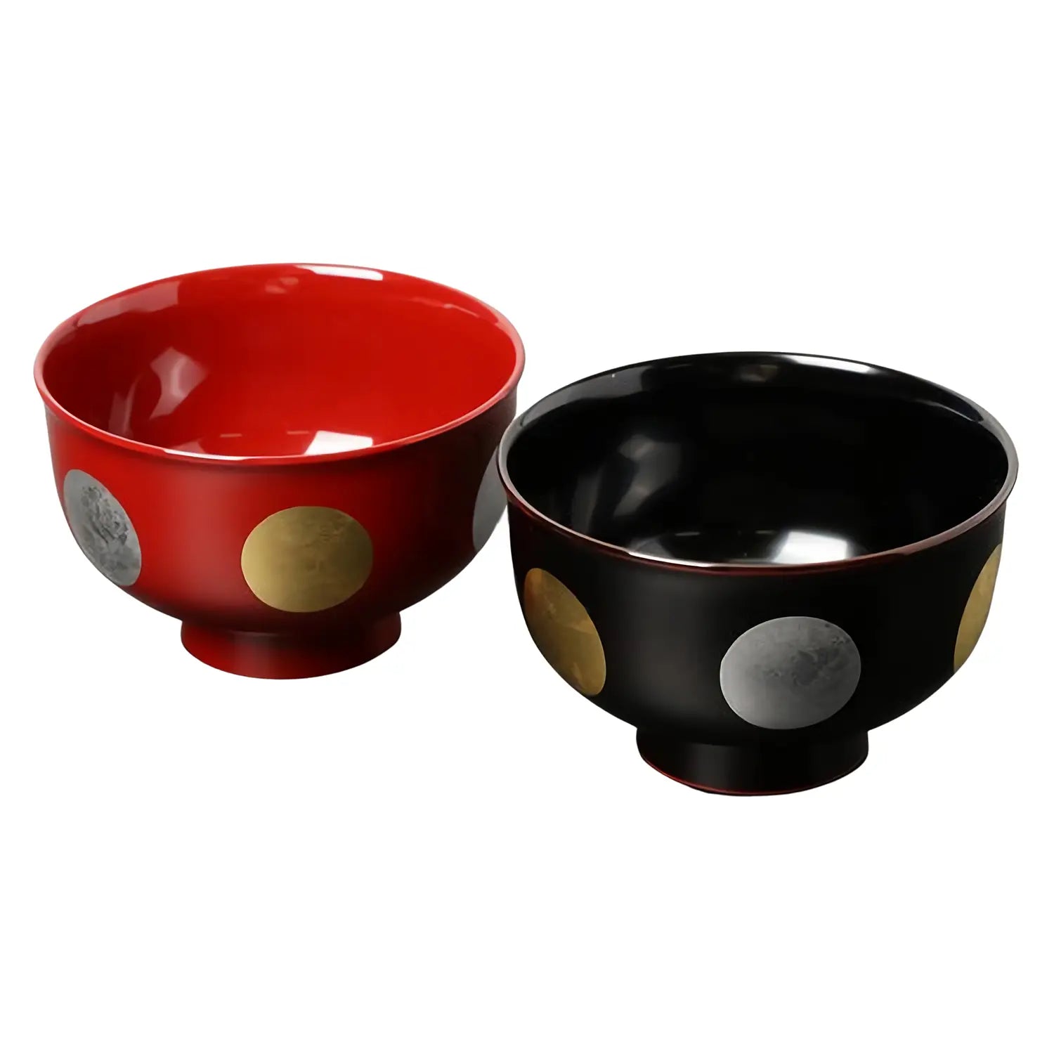 Echizen Shikki Makie Synthetic Resin Couple Bowls - Sun and Moon Design Japanese Lacquerware for Romantic Dining & Home Decor