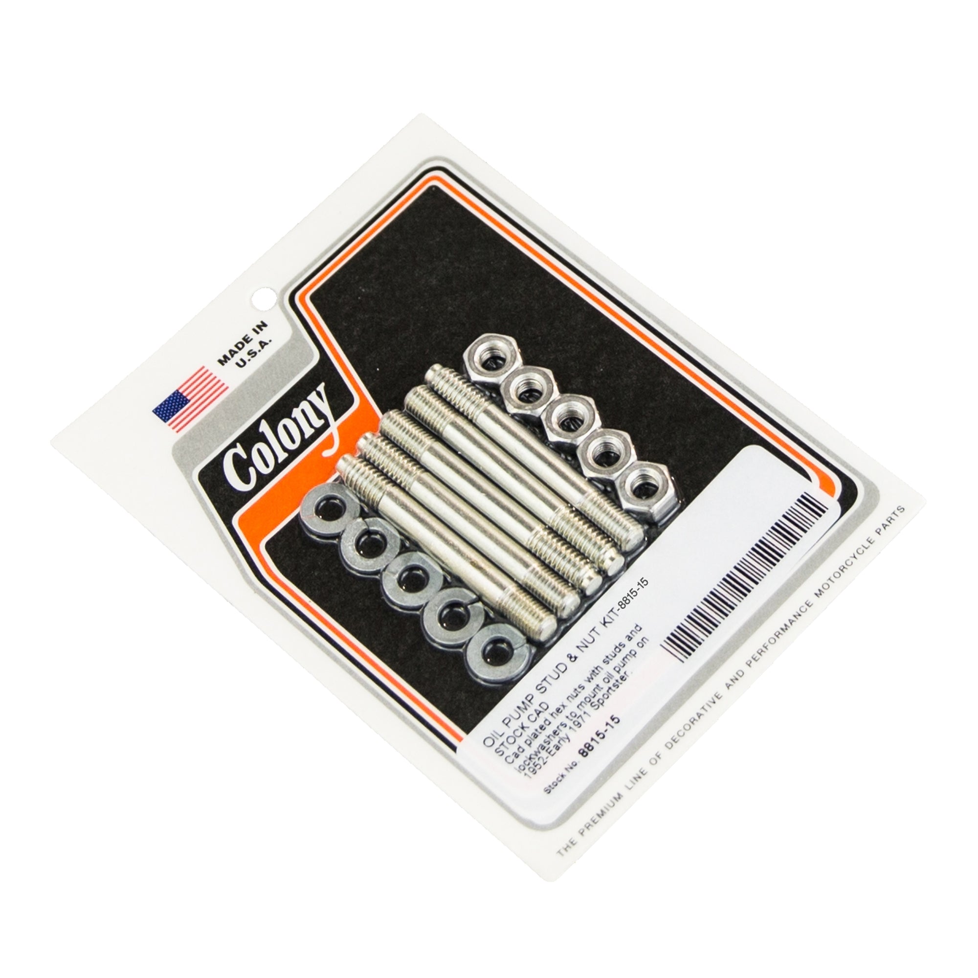 15 Oil Pump Stud & Nut Kit for 1952-1971 Harley Davidson Sportster - CAD Plated Replacement Parts for Motorcycle Engine Repair & Maintenance