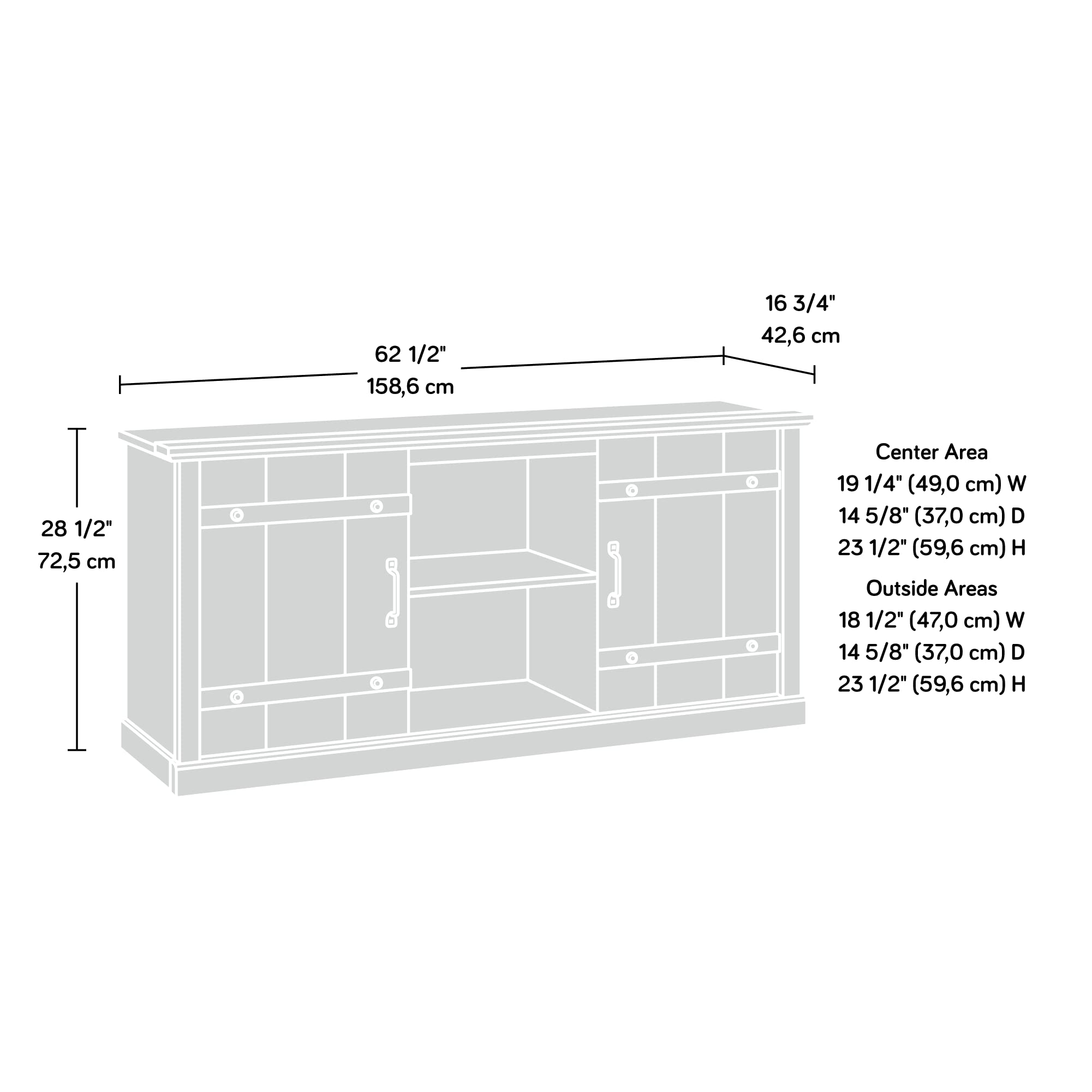 Sauder Entertainment Credenza TV Stand with Storage - Pebble Pine Finish for Living Room, Bedroom, or Home Theater