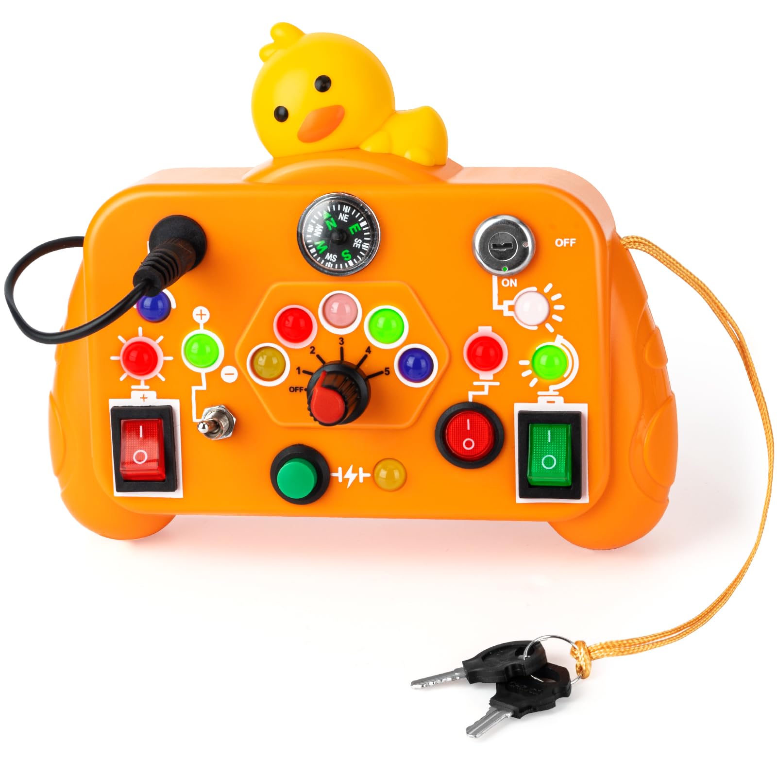 Montessori Busy Board for Toddlers - Sensory Learning Toy with 8 Switches & Activities - Perfect Travel Toy for Road Trips - Educational Gift for Boys & Girls - Ideal for Airplane, Car Rides & Home Playtime