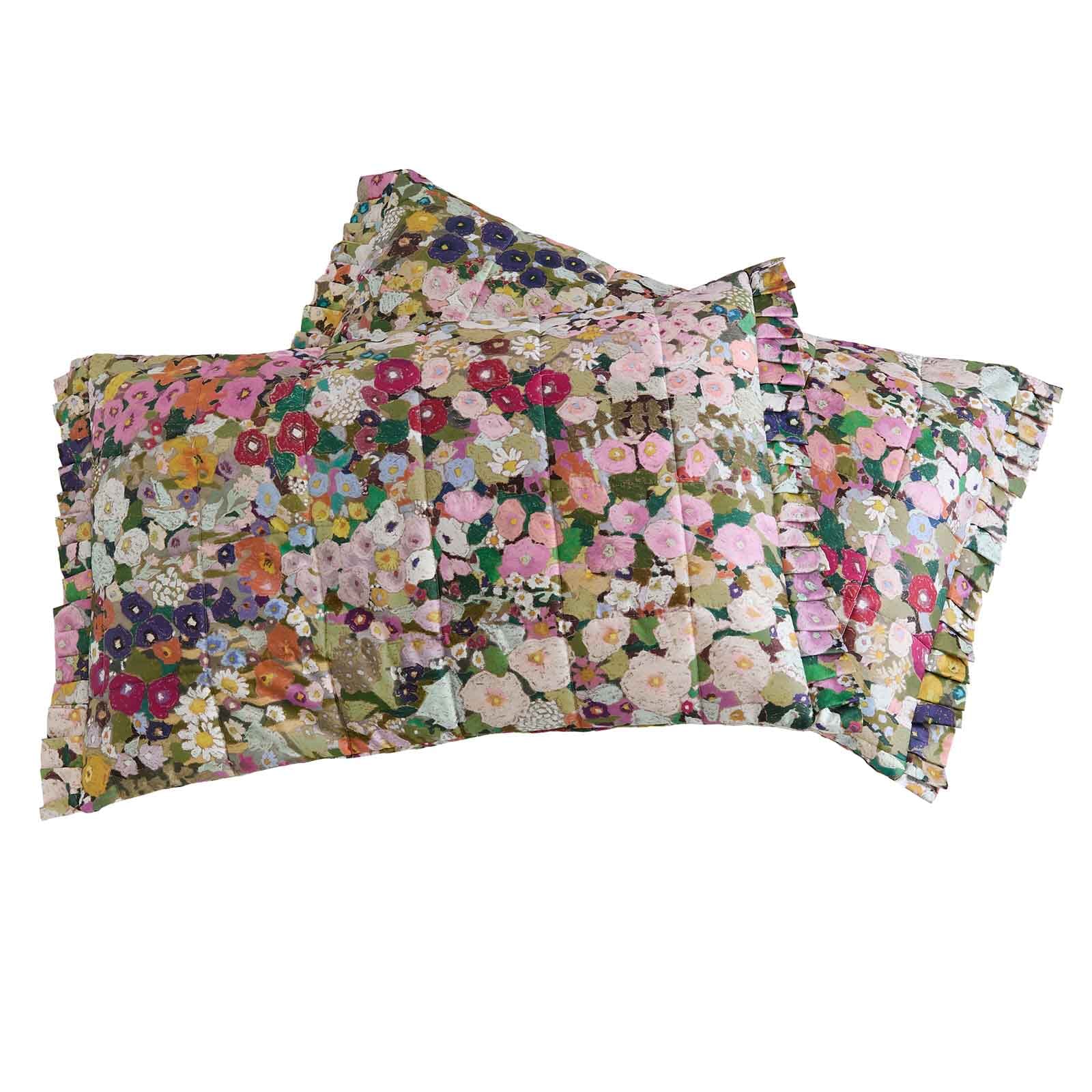 Hollyhocks Cotton Sateen Pillowcases Set of 2 - Soft Luxury Bedding for Spring & Summer - Perfect for Guest Rooms, Master Bedrooms & Home Decor
