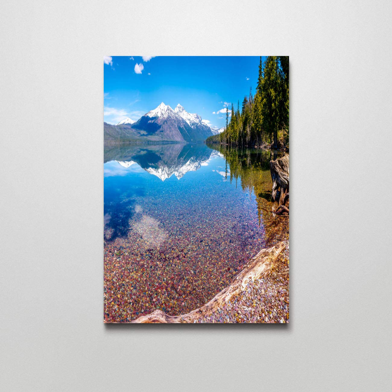 Modern Nature Landscape Canvas Wall Art - Lake McDonald in Glacier National Park, Home Decor Wall Painting, 16x24 Inches - Perfect for Living Room, Bedroom & Office Wall Decoration