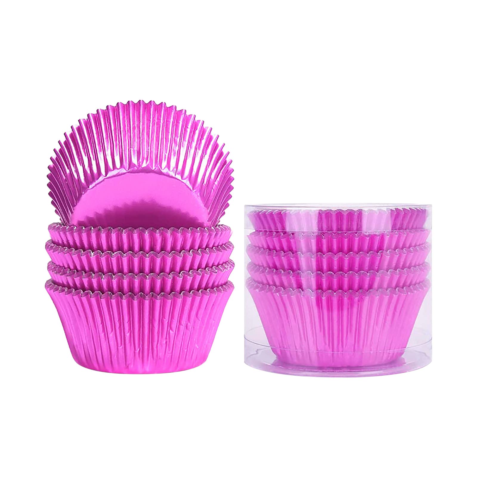 100-Pack Heat-Resistant Aluminum Cupcake Liners with Lids - Thickened Heart-Shaped Baking Molds for Cakes, Muffins & Desserts (Pink, Standard Size) - Perfect for Home Baking, Party Treats & Holiday Dessert Preparation