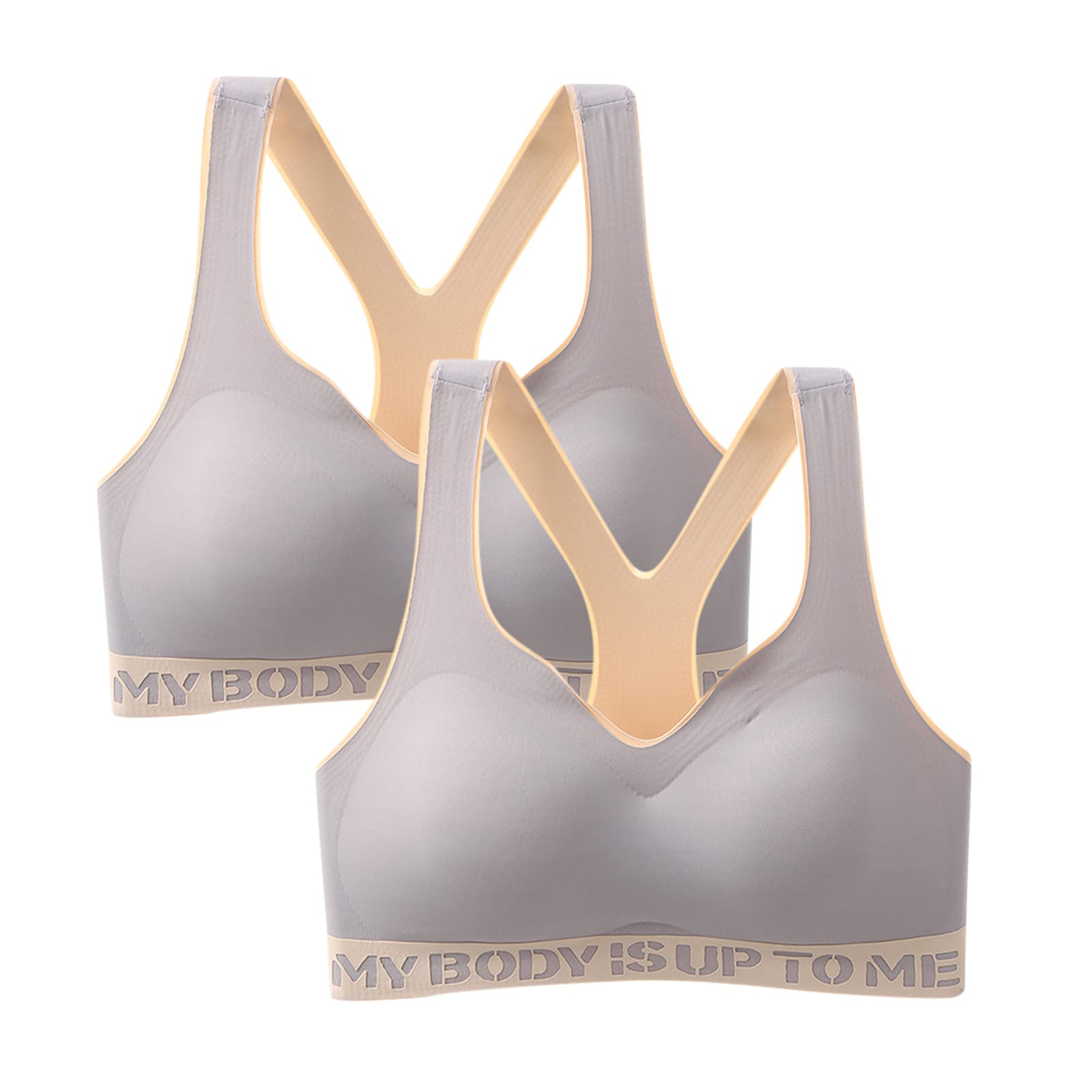 FENGSHAN Women's Plus Size Sports Bra 2-Pack - High Impact Support, Seamless Yoga Bras for Large Bust, Comfortable & Breathable Workout Underwear - Perfect for Running, Gym, Fitness & Yoga