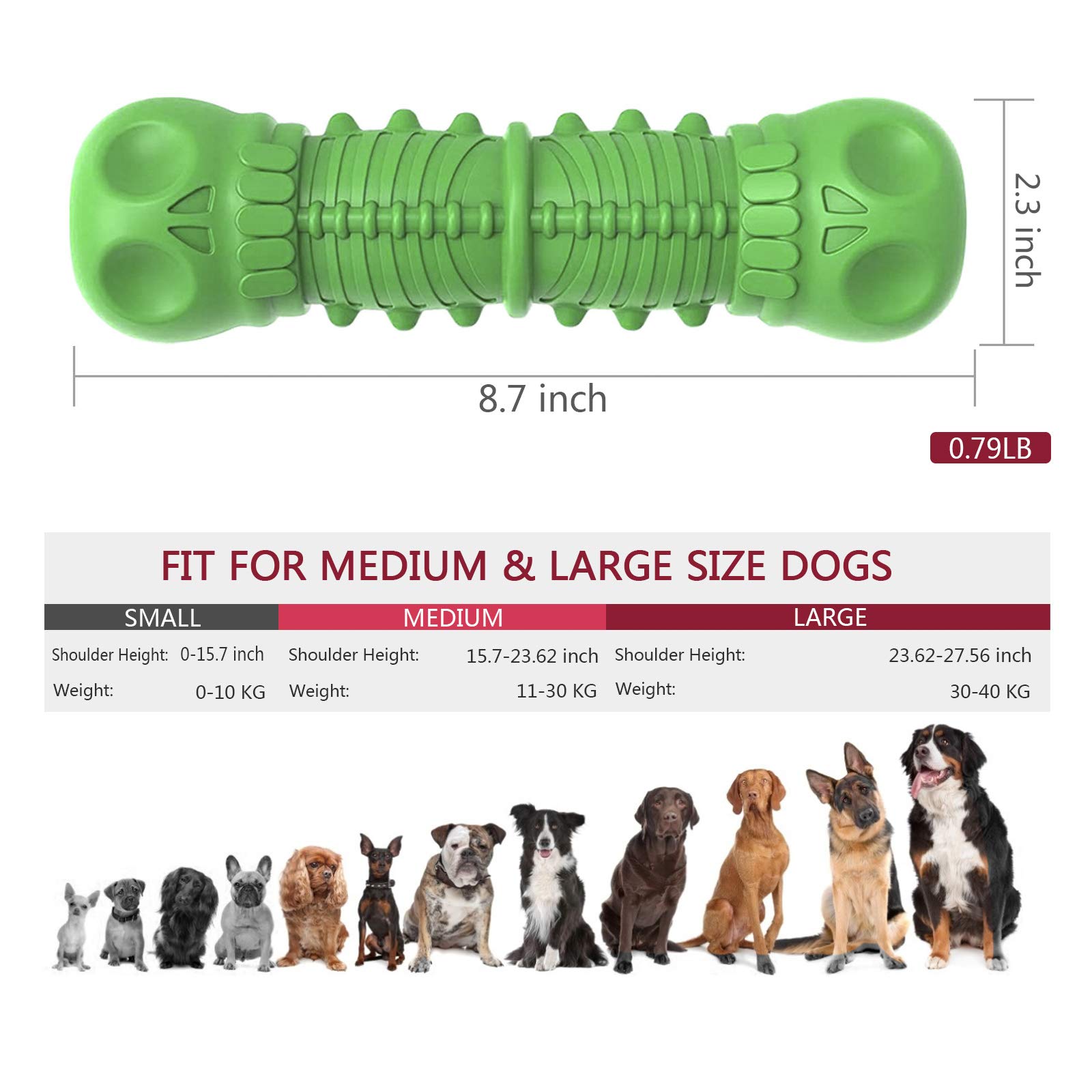 **Durable Natural Rubber Dog Chew Toys for Aggressive Chewers – Large & Medium Breed Tough Squeaky Dog Toys, Indestructible Teeth Cleaning Chews for Strong Chewers (Green) – Perfect for Playtime & Dental Health**