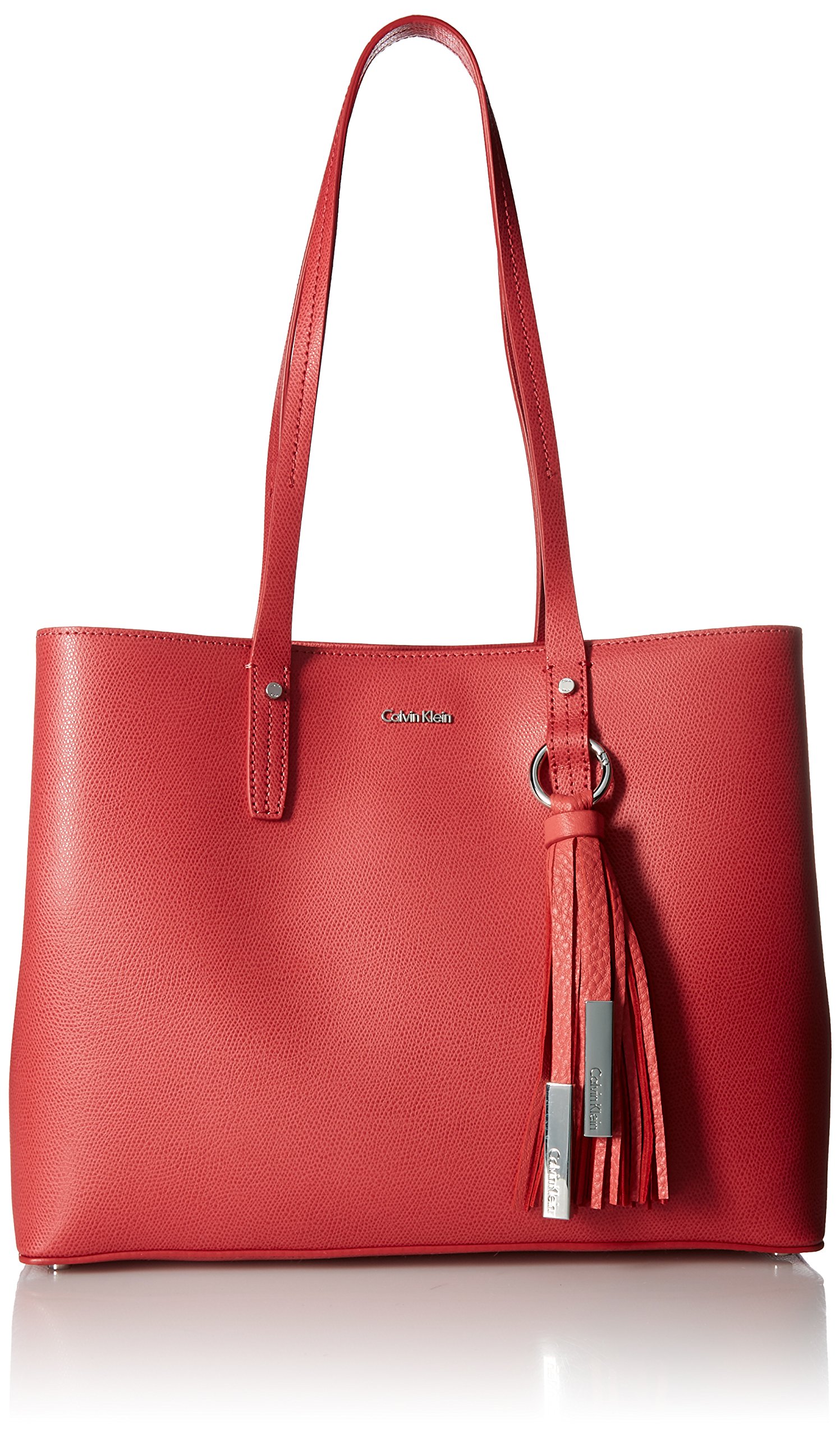 Calvin Klein Maggie Mercury Leather East/West Tote Bag for Women - Stylish Designer Handbag for Work, Travel & Everyday Use