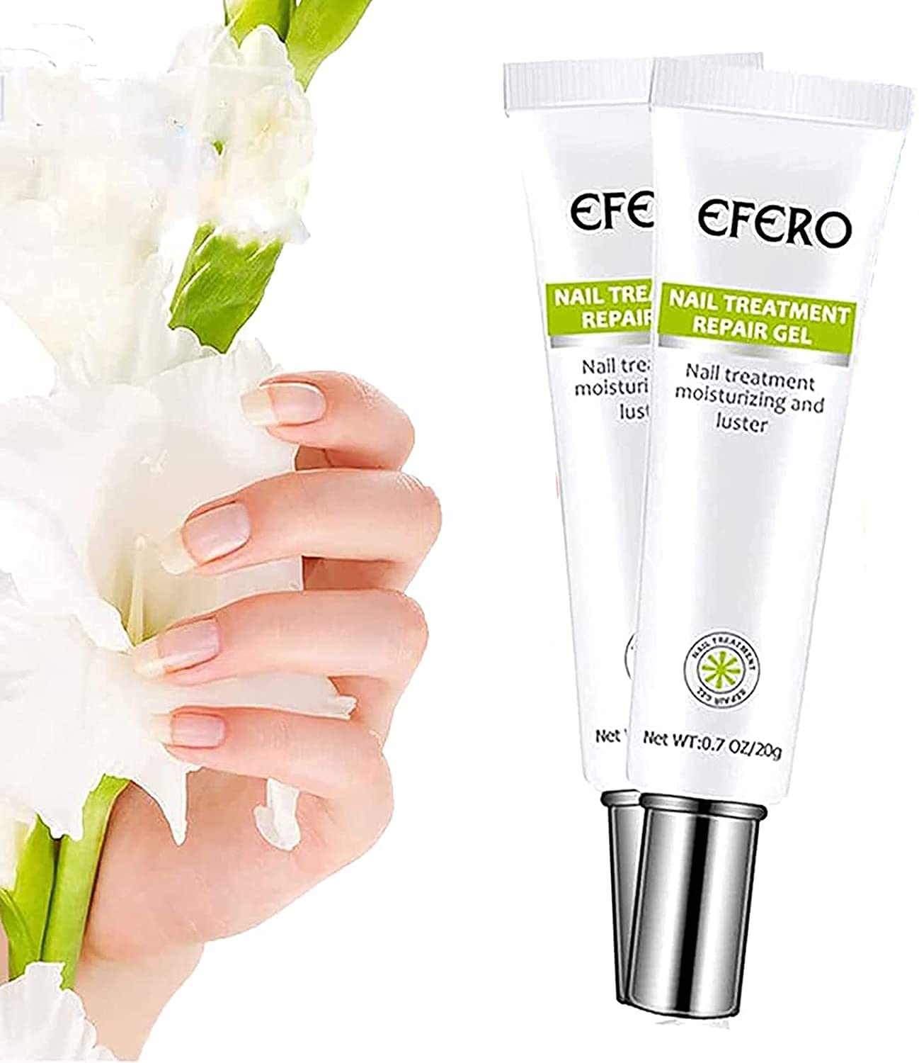 Efero Nail Repair Essence Gel - Toenail Treatment for Damaged & Discolored Nails, Instant Beauty & Health Care Gel, Under Nail Fungus Treatment, Nail Restoration Cream (2 Pack) - Perfect for Salon, Home Pedicures & Nail Recovery