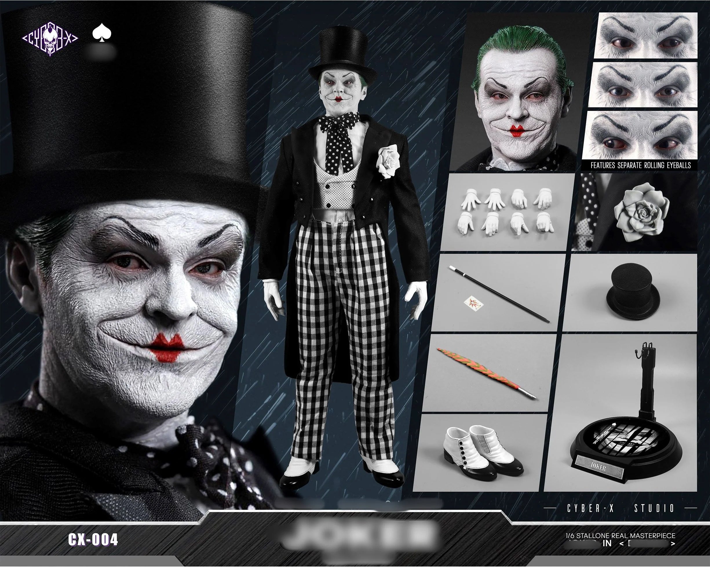 Cyber X Studio 1/6 Scale Batman Joker Mime Clown Collectible Action Figure CX 004 - Perfect for Display, Cosplay & DC Comics Fans Collection
