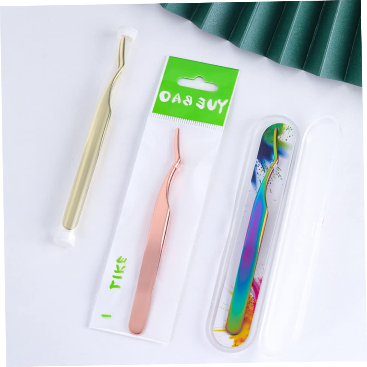 2PCS Professional Lash Extension Tweezers Set - Curved & Straight Eyelash Tweezers for Perfect Extensions | Salon & Home Use | Ideal for Professional Stylists & DIY Beauty Enthusiasts