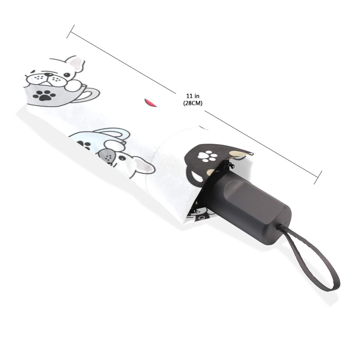 VIKKO Windproof Waterproof Foldable Travel Umbrella for Dogs - Compact Lightweight Rain Umbrella for French Bulldog, Pug & Small Pets - Perfect for Walking, Hiking & Outdoor Adventures